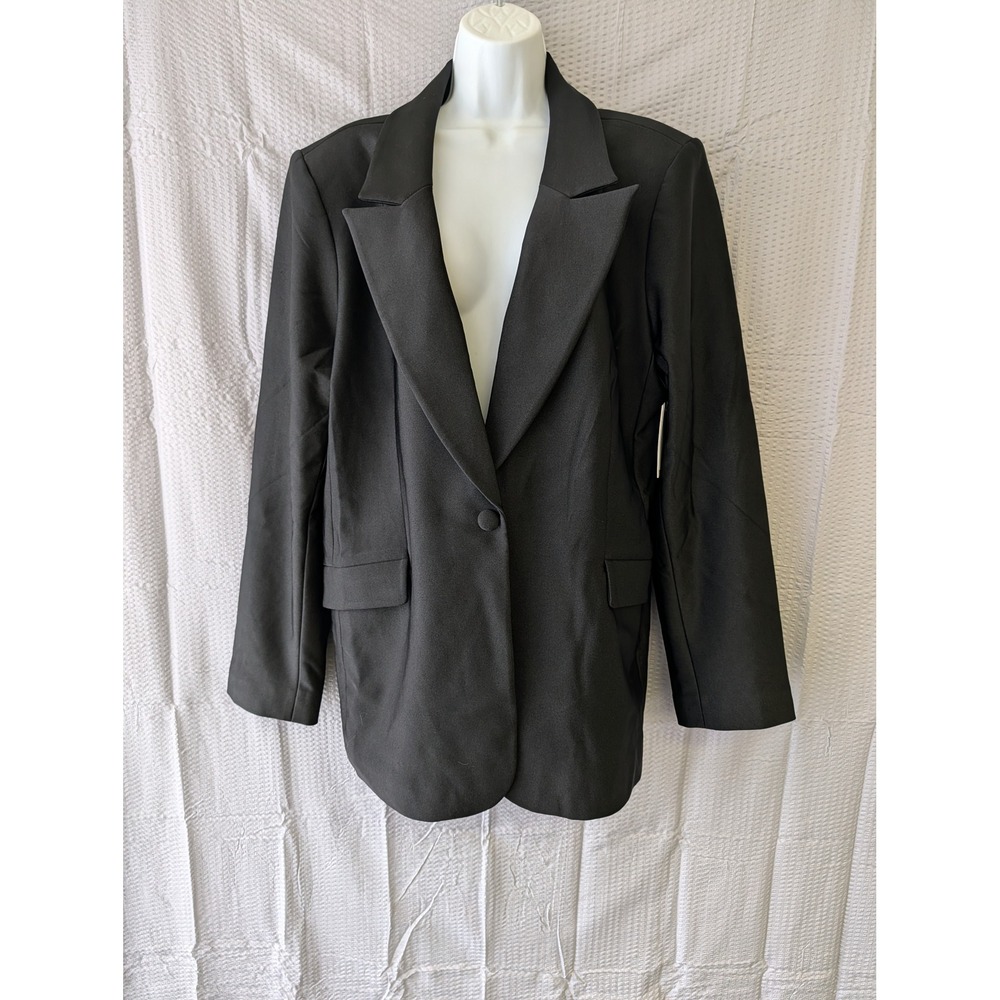 Good American Womens 2XL Shimmery Black Single Button Blazer NWT $200